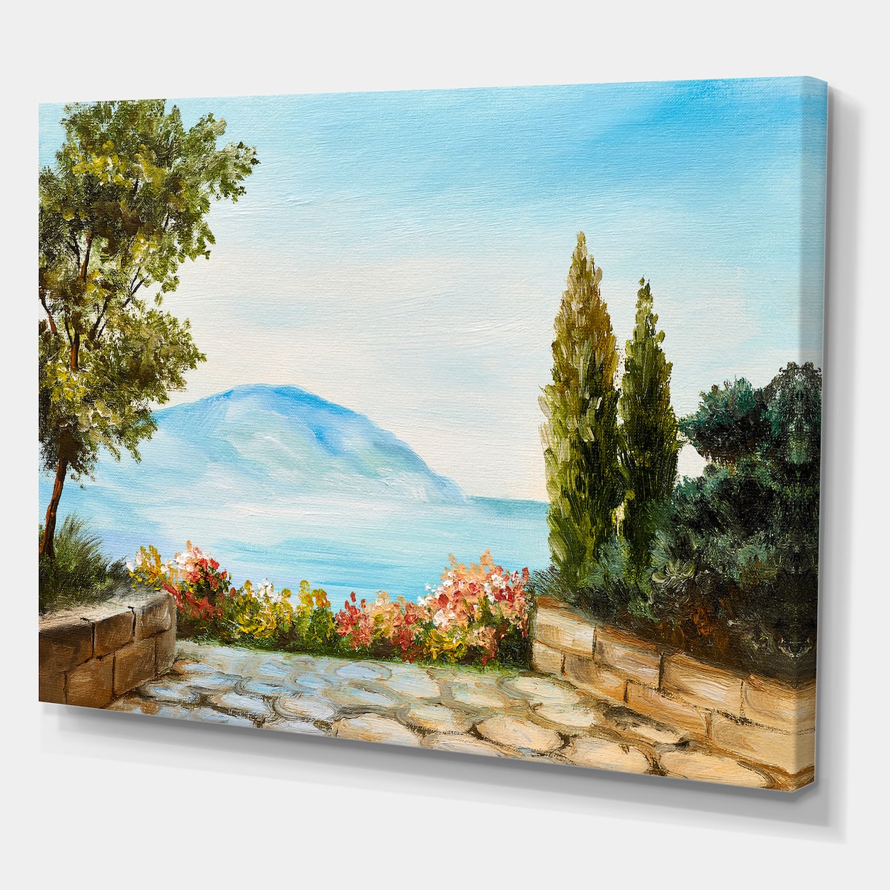Designart - Mountains View By The Sea Side - Nautical & Coastal Canvas Wall Art Print